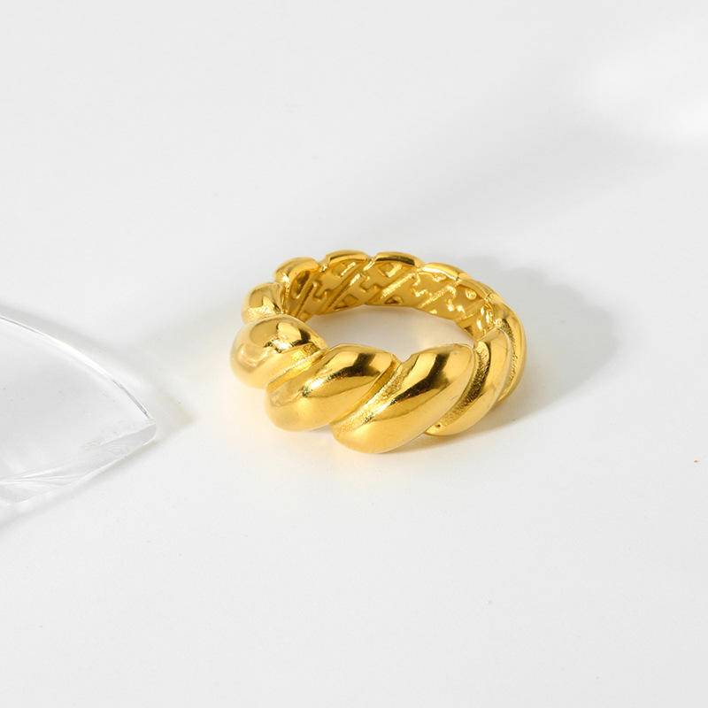18K Gold Plated Twist Midi Ring (With Box)-Ever Joy