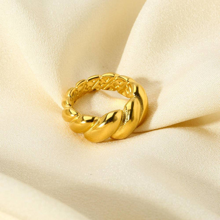 18K Gold Plated Twist Midi Ring (With Box)-Ever Joy