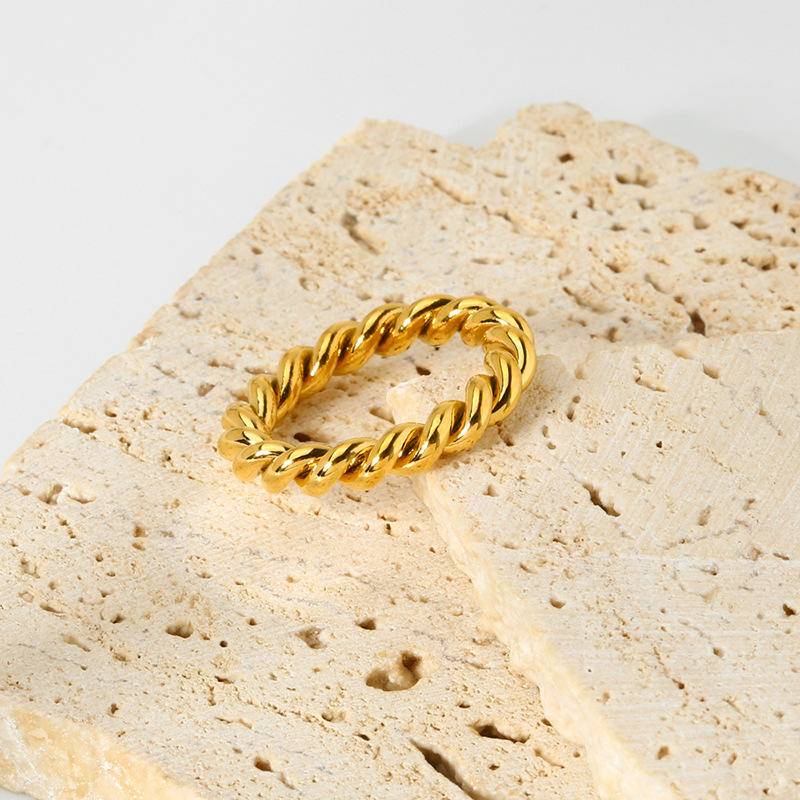 18K Gold Plated Woven Twist Ring (With Box)-Ever Joy