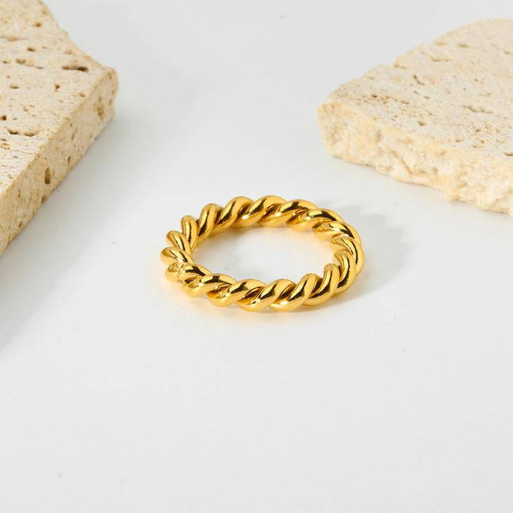 18K Gold Plated Woven Twist Ring (With Box)-Ever Joy