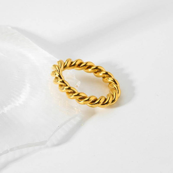 Midi Rings - 18K Gold Plated Woven Twist Ring (With Box)