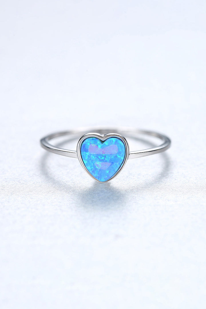 Opal Heart 925 Sterling Silver Ring