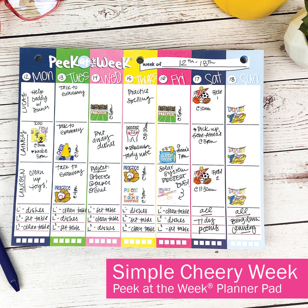 Pads - Peek At The Week® Weekly Planner Pad | Simple Cheery Week