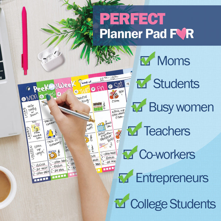 Pads - Peek At The Week® Weekly Planner Pad | Simple Cheery Week
