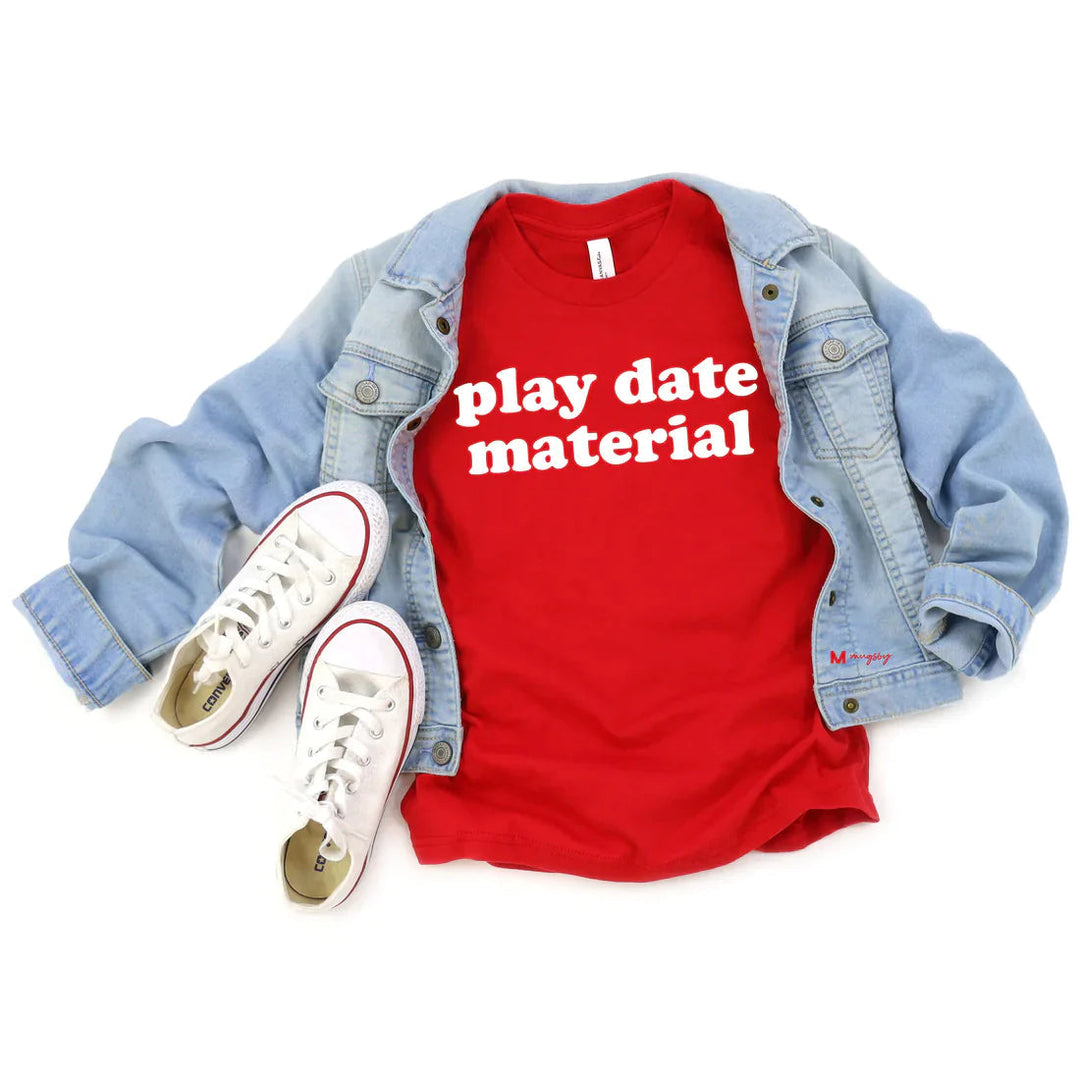 Kids - Play Date Material Kids Shirt In Red
