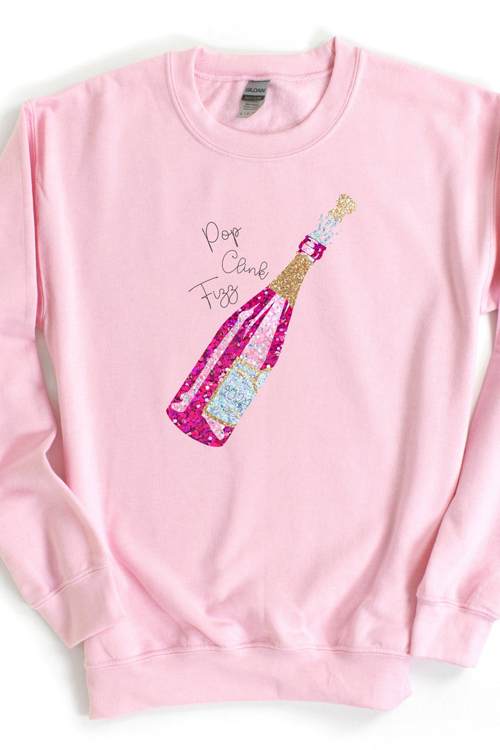 POP CLINK FIZZ HOT PINK BOTTLE NYE SWEATSHIRT