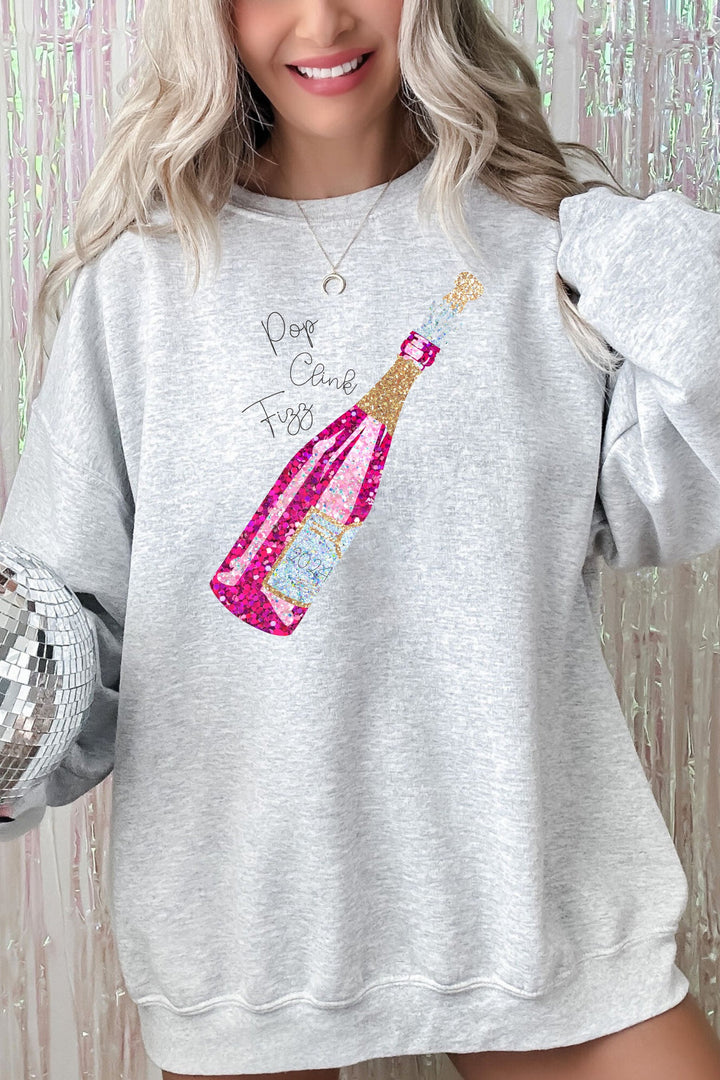 POP CLINK FIZZ HOT PINK BOTTLE NYE SWEATSHIRT