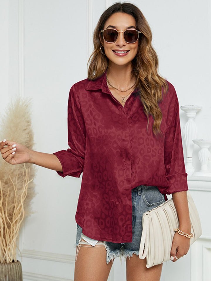 Printed Long Sleeve Collared Neck Shirt