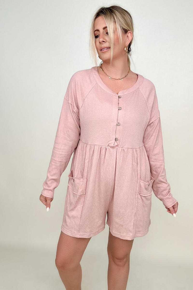 Rompers - Heyson Comfy Knit Button-Down Long Sleeve Romper