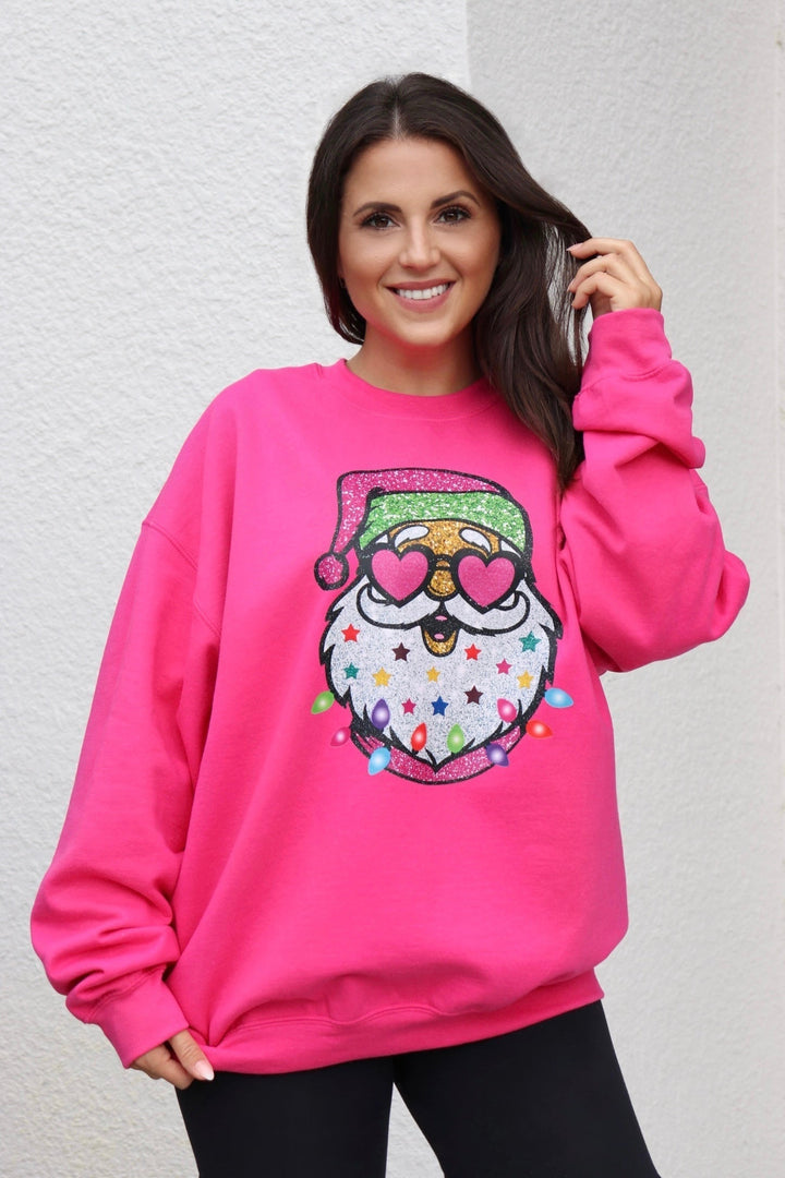 SANTA FACE FAUX SEQUINS SWEATSHIRT