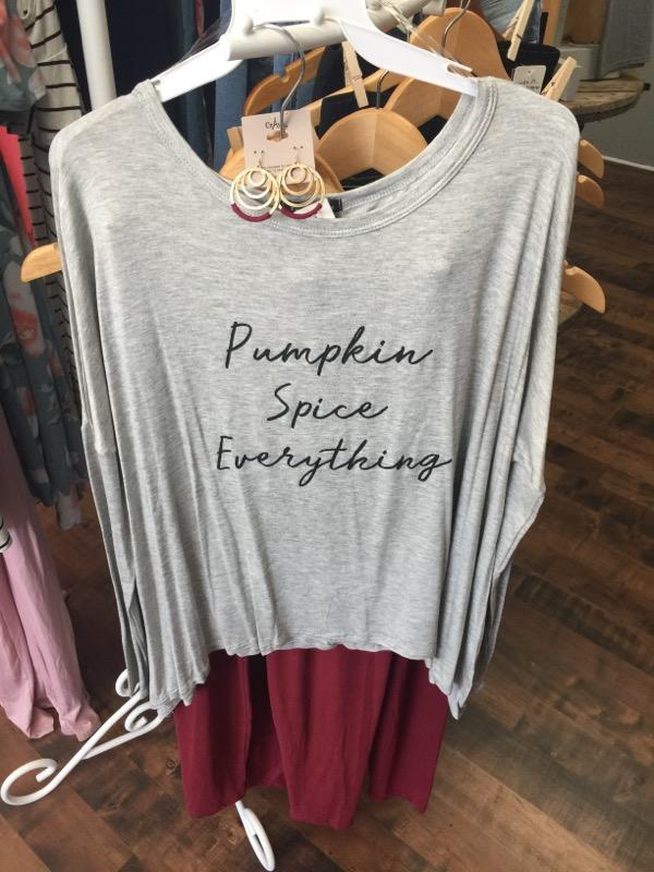 Shirts - Pumpkin Spice Everything Long Sleeve Top With Sharkbite Hem