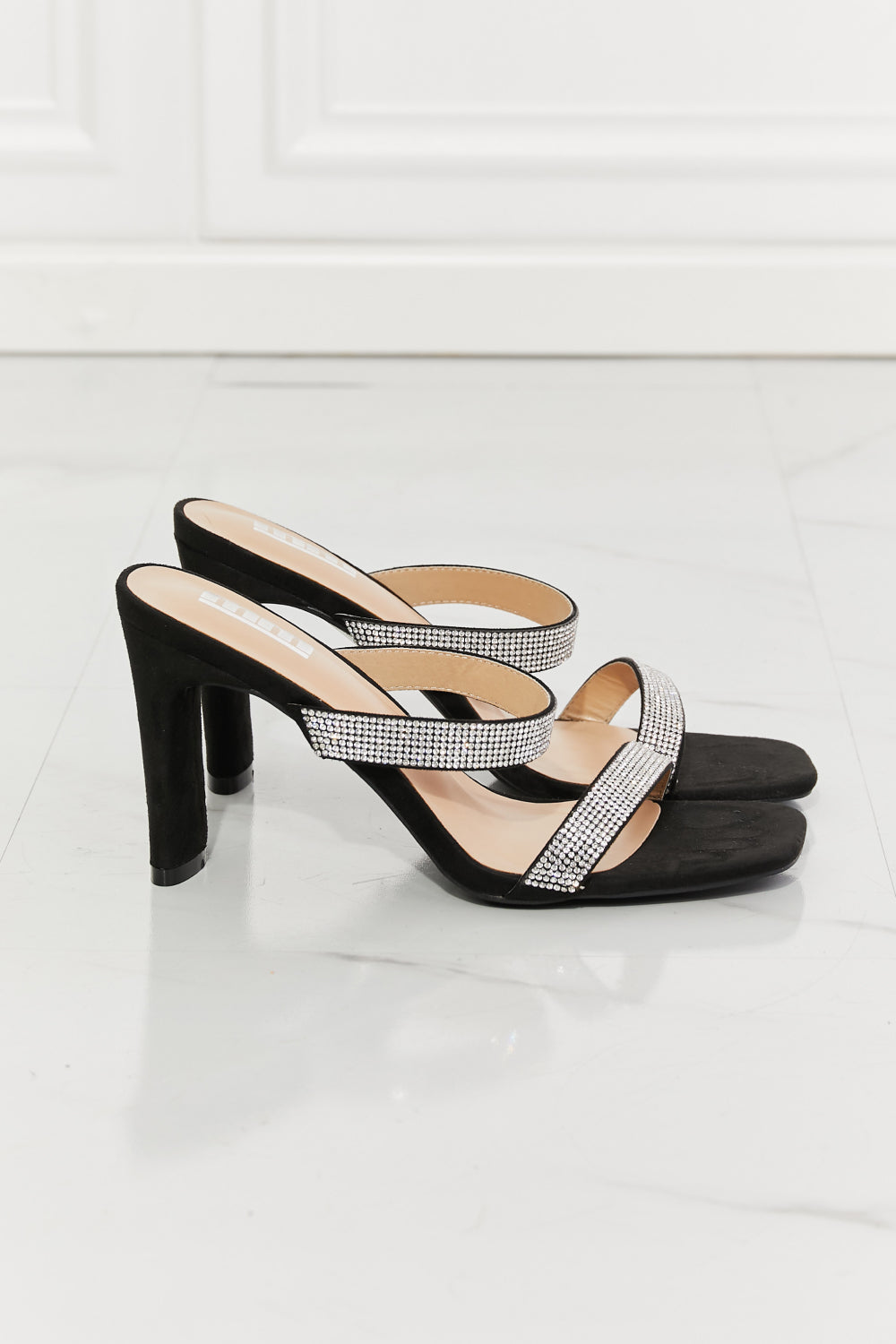 Shoe - MMShoes Leave A Little Sparkle Rhinestone Block Heel Sandal In Black