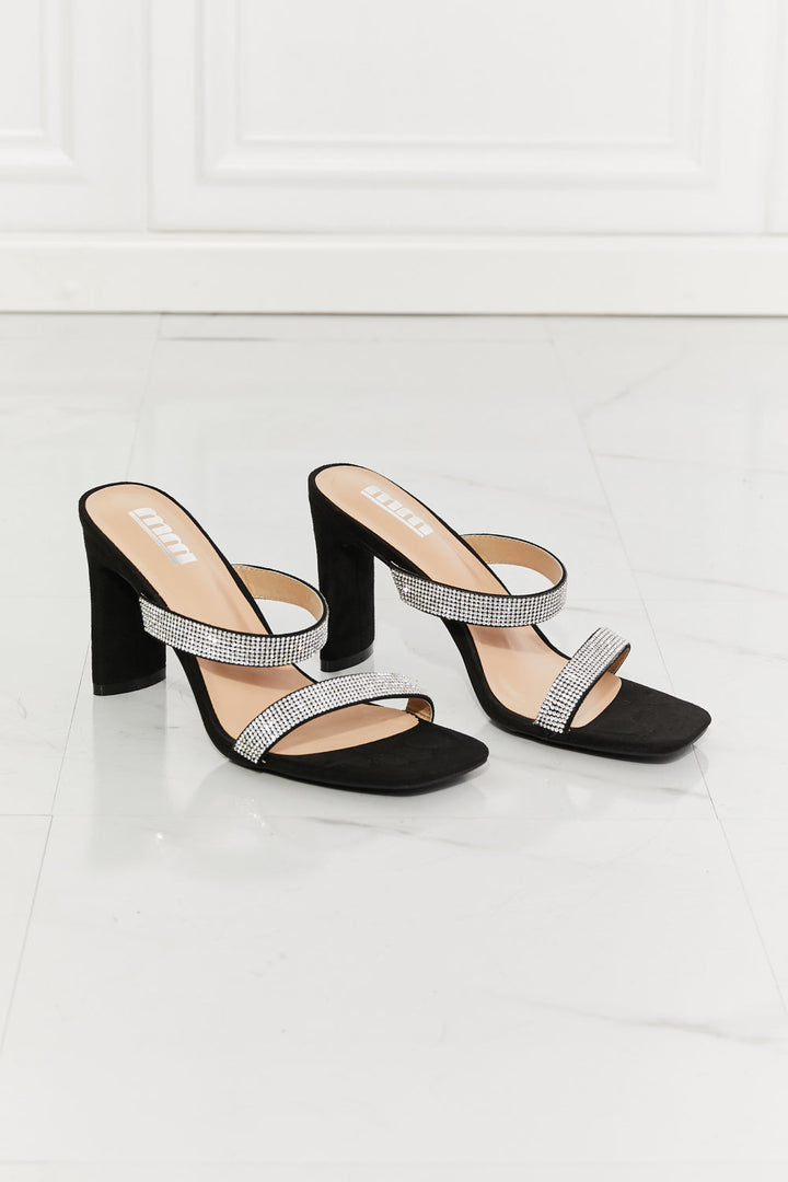 Shoe - MMShoes Leave A Little Sparkle Rhinestone Block Heel Sandal In Black