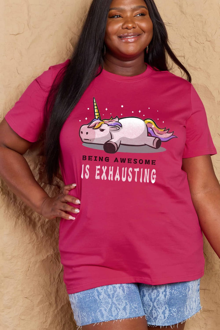 Simply Love Full Size BEING AWESOME IS EXHAUSTING Graphic Cotton Tee
