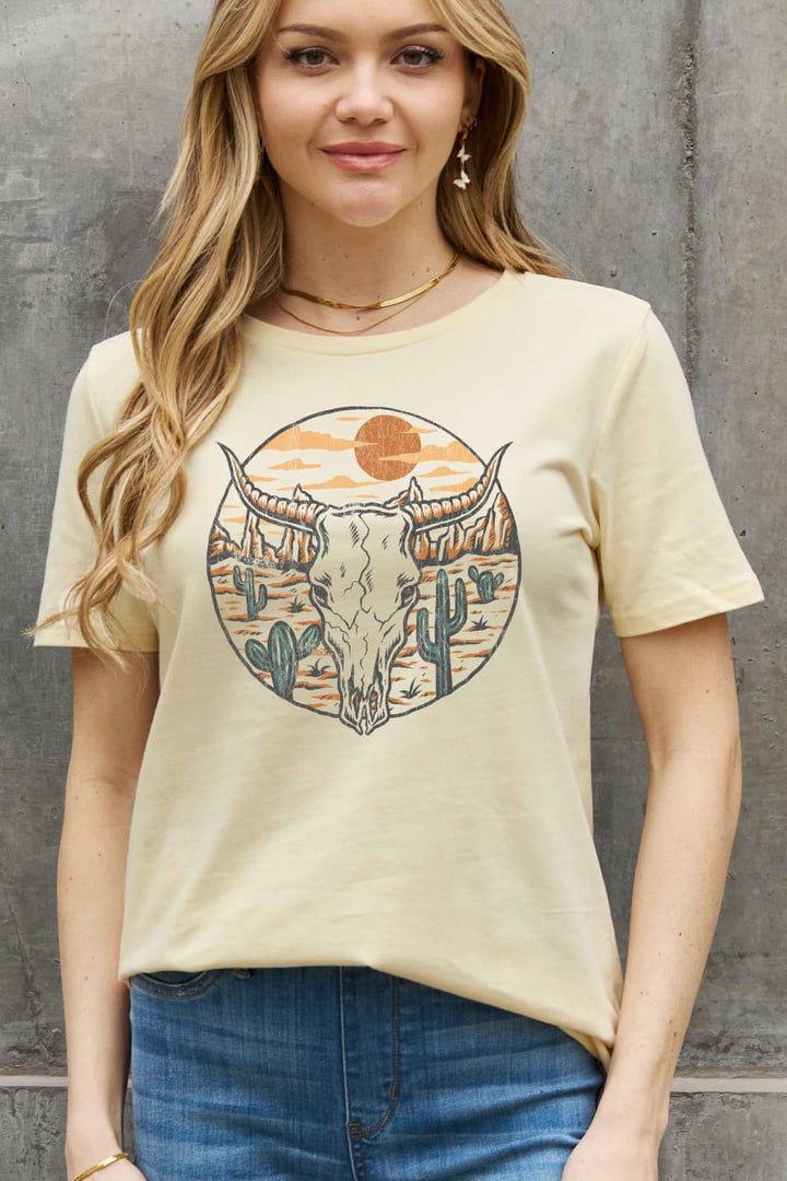 Simply Love Full Size Bull Cactus Graphic Cotton Tee