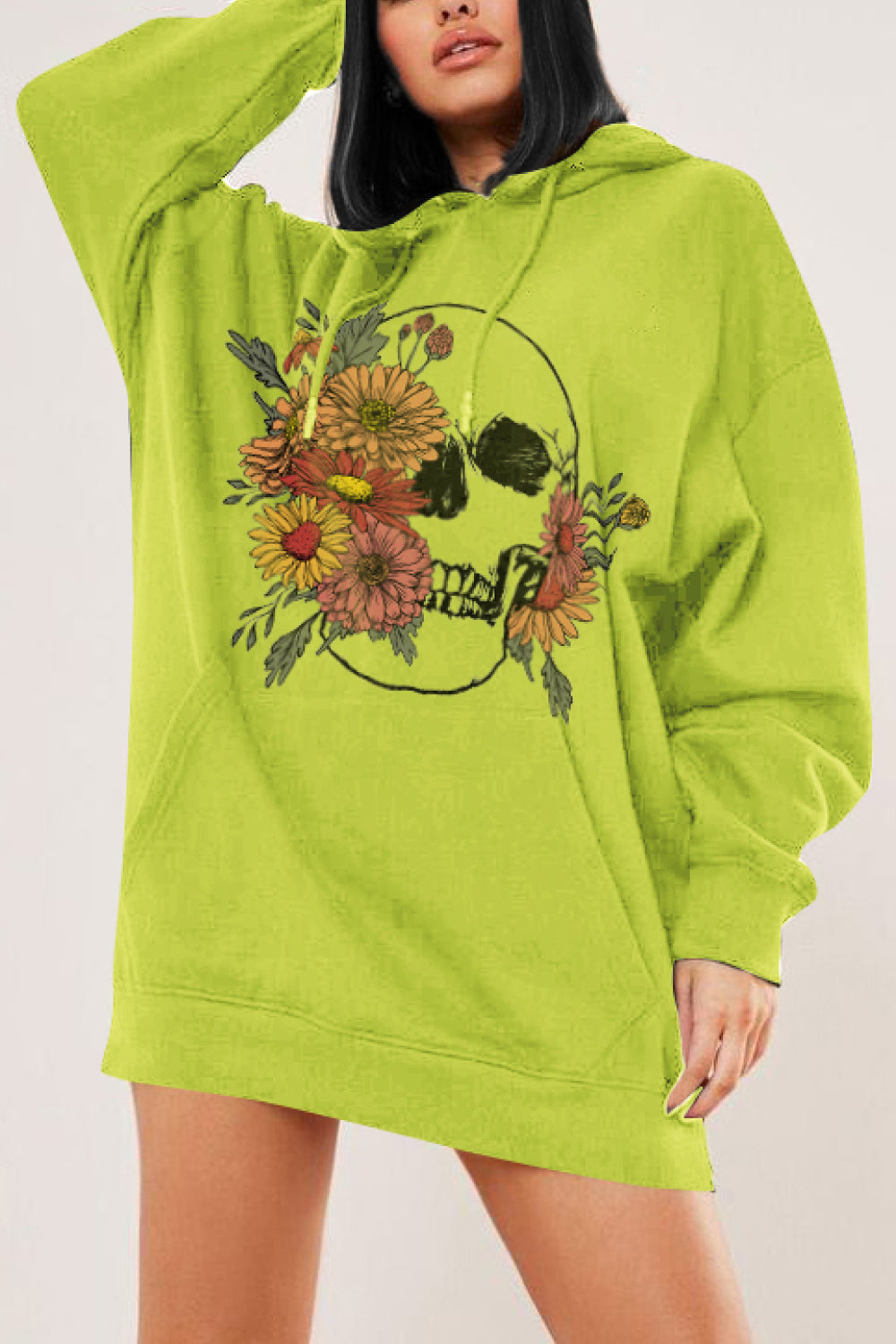 Simply Love Full Size Floral Skull Graphic Hoodie