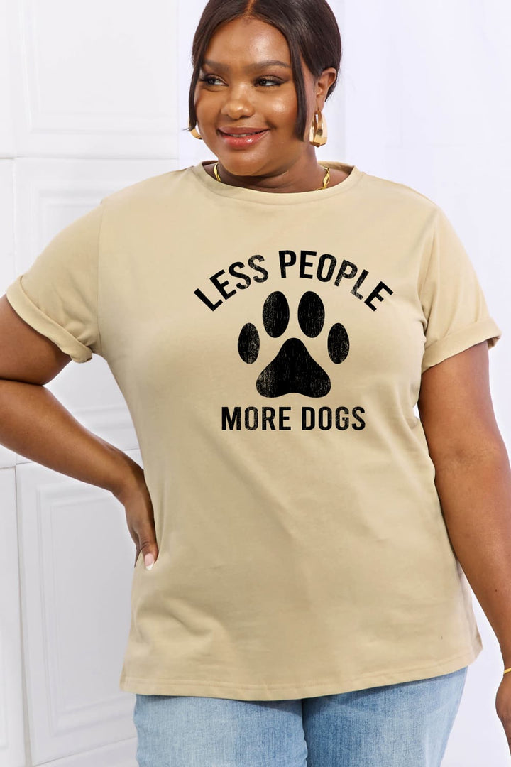 Simply Love Full Size LESS PEOPLE MORE DOGS Graphic Cotton Tee