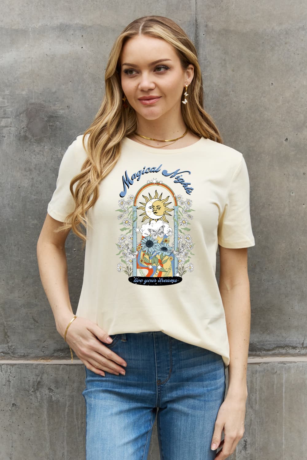 Simply Love Full Size MAGICAL NIGHTS LIVE YOUR DREAMS Graphic Cotton Tee