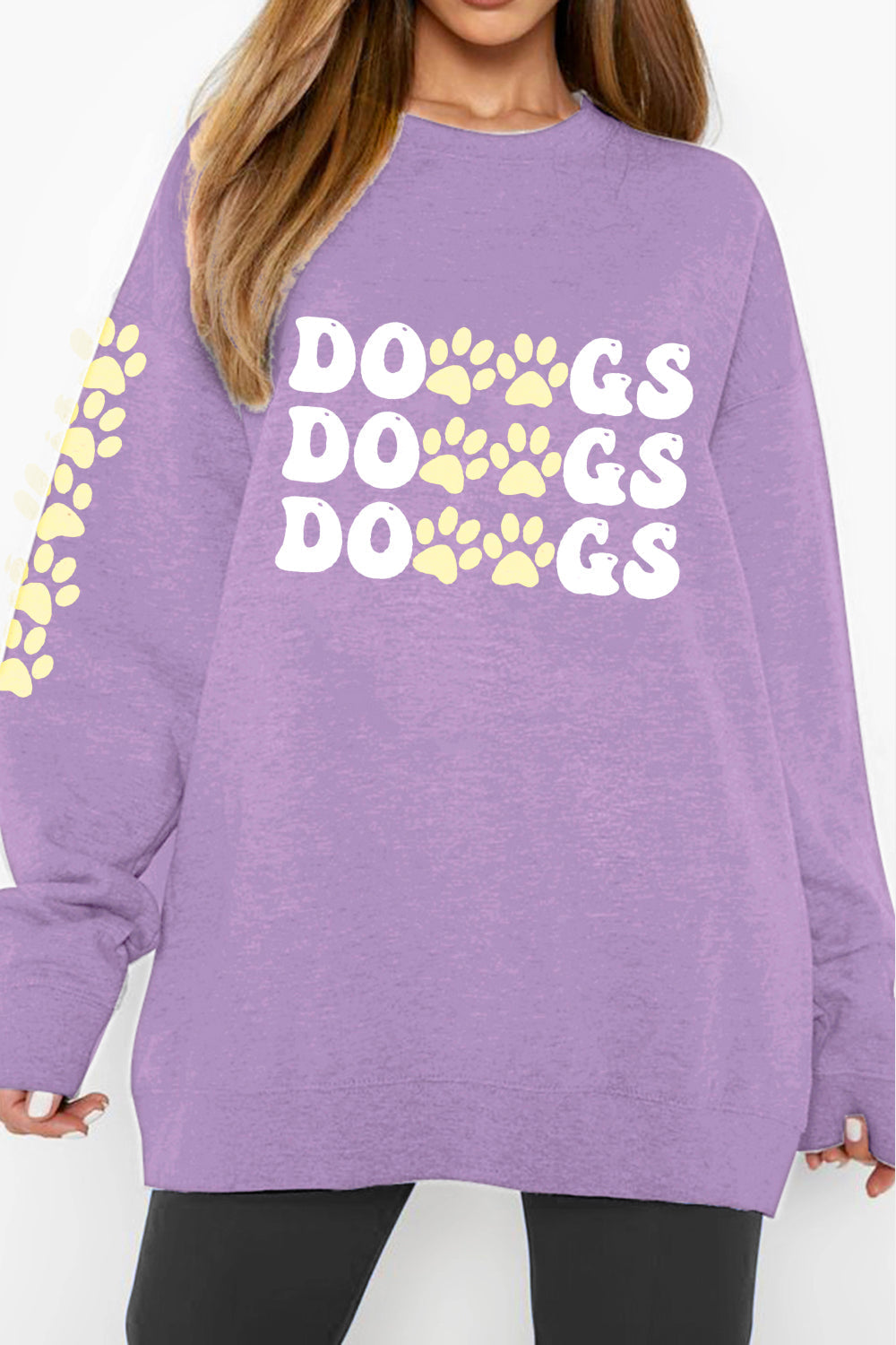 Simply Love Full Size Round Neck Dropped Shoulder DOGS Graphic Sweatshirt