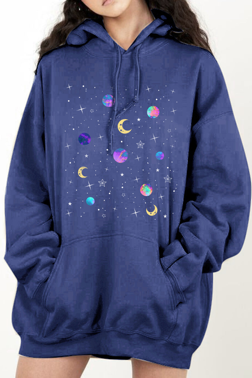 Simply Love Simply Love Full Size Dropped Shoulder Star & Moon Graphic Hoodie