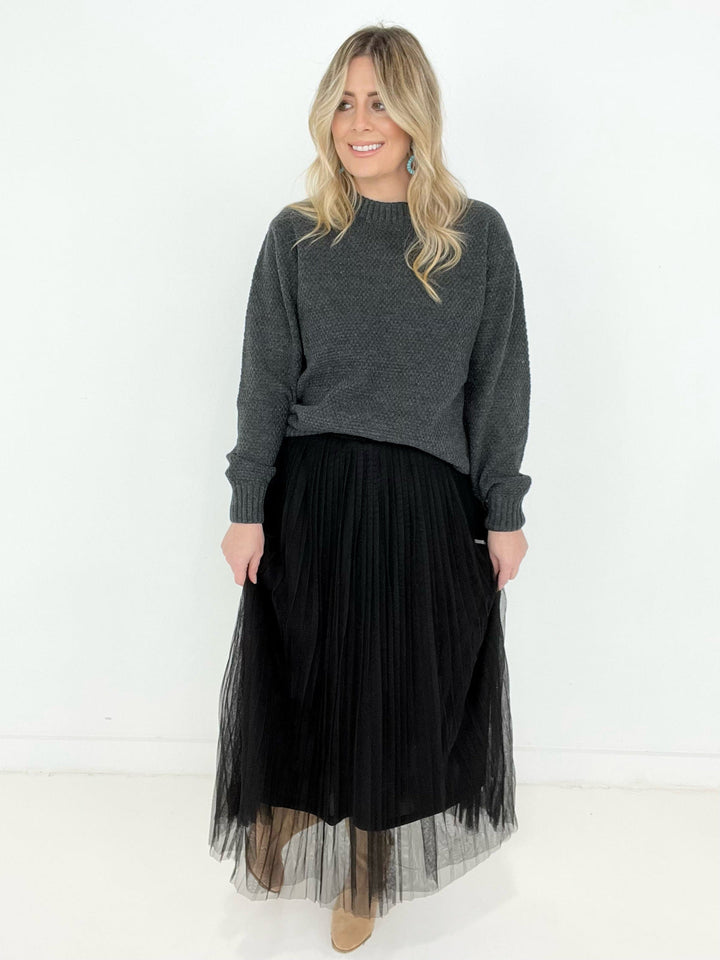 Skirts - Zenana Mesh Pleated Maxi Skirt