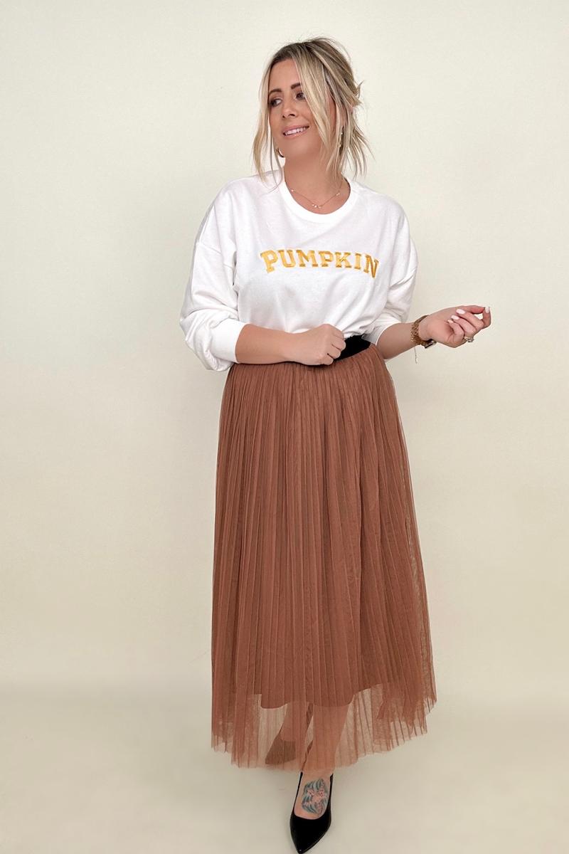 Skirts - Zenana Mesh Pleated Maxi Skirt