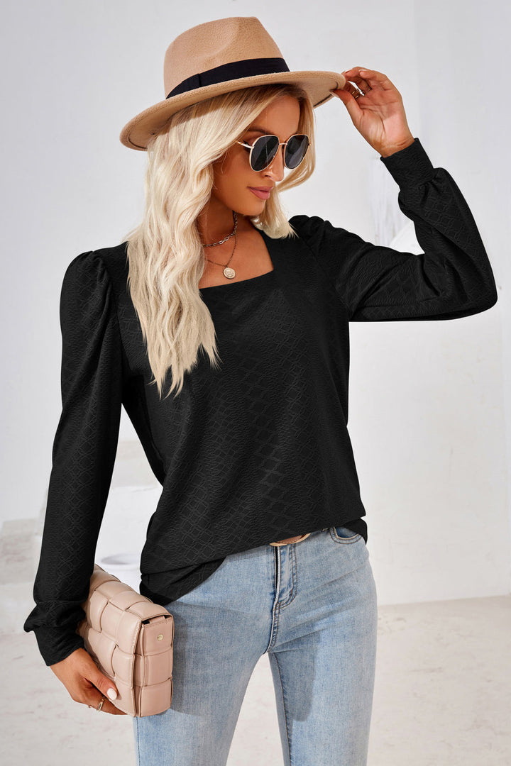 Square Neck Puff Sleeve Blouse