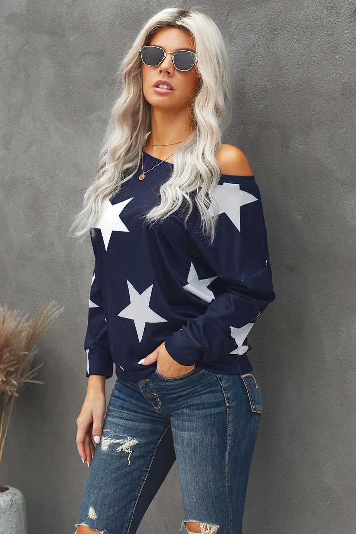 Star Print Long Sleeve Sweatshirt