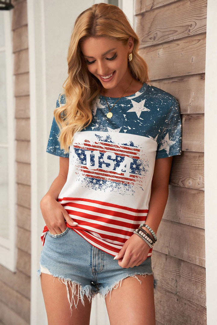 Stars And Stripes Color Block T-Shirt