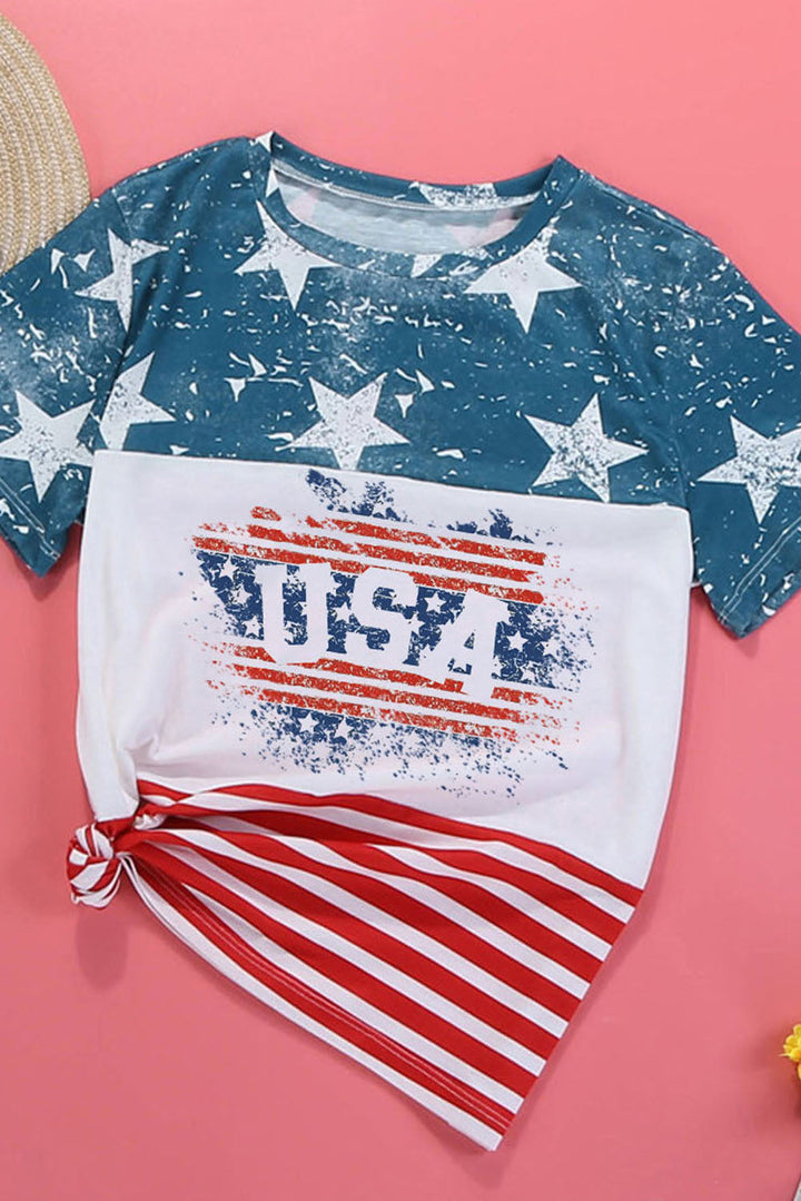 Stars And Stripes Color Block T-Shirt