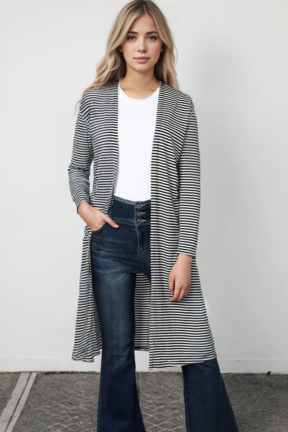 Striped Long Sleeve Cardigan
