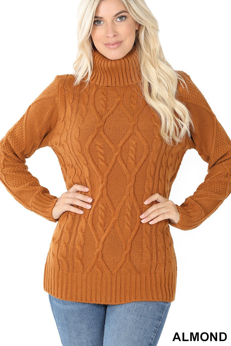 Sweater - CABLE KNIT TURTLENECK SWEATER