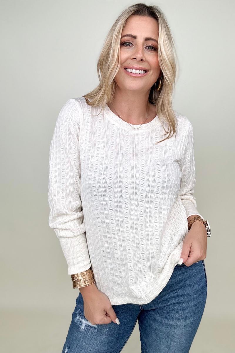 Sweaters - Hayden Long Sleeve Cable Knit Top