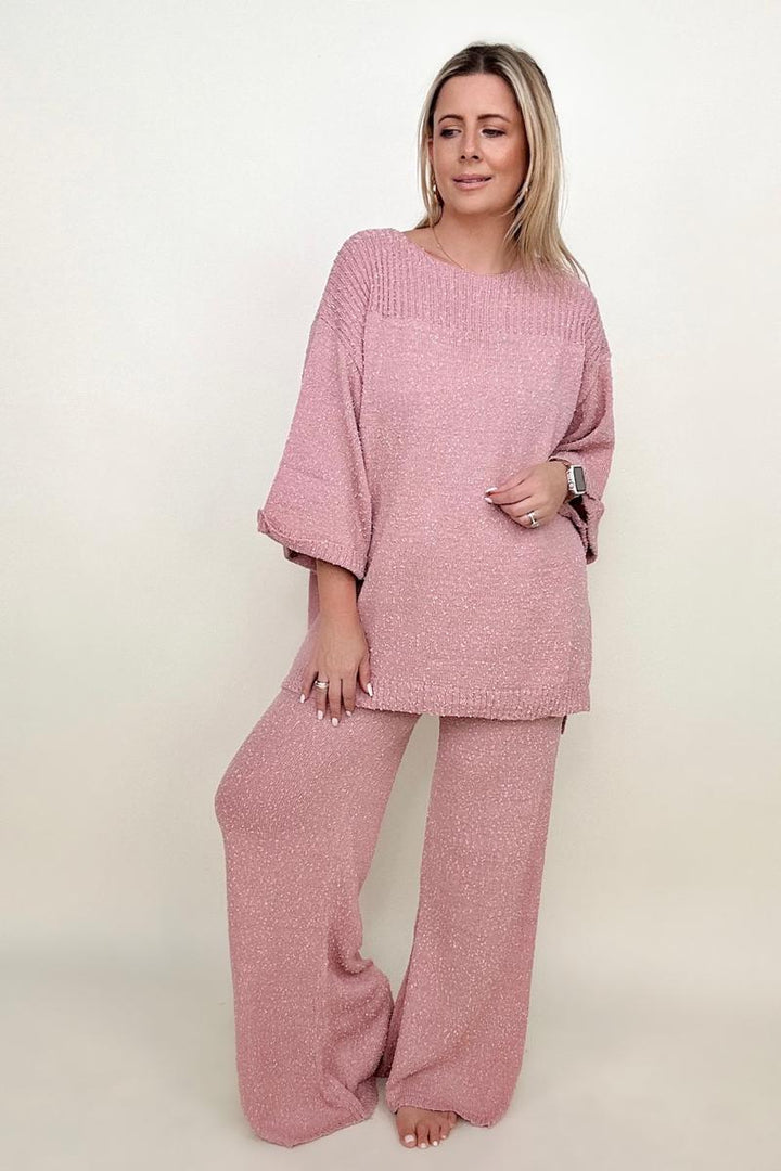 Sweaters - Umgee Wide Sleeve Knit Sweater With Side Slits