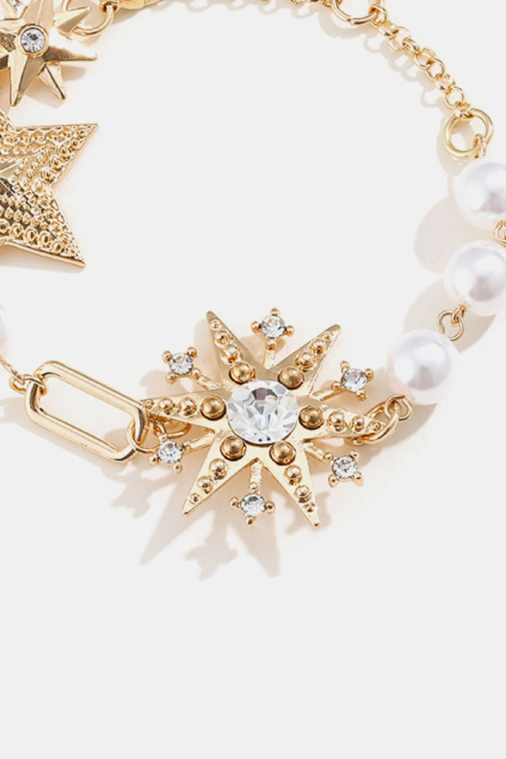 Synthetic Pearl Star Shape Alloy Bracelet