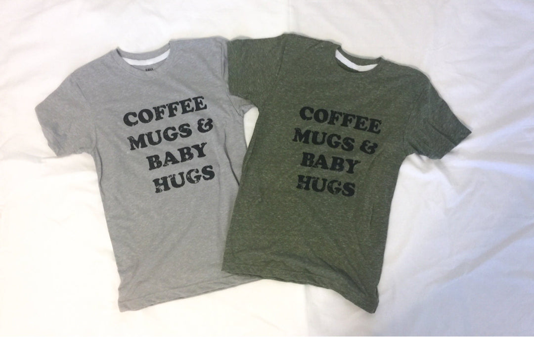 Adult Coffee Mugs & Baby Hugs Graphic T-Shirt-Ever Joy