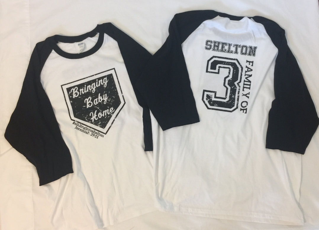 T-shirt - Adult Raglan T-Shirt - Shelton Adoption Fundraiser