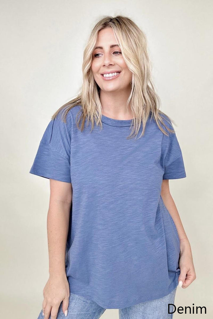 T-shirts - Cotton Bleu Washed Cotton Slub Tee Shirt