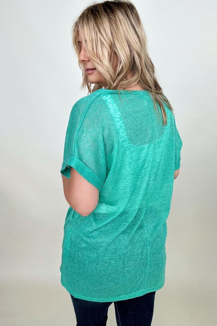 T-shirts - Cotton Bleu Women's V Neck Short Sleeve Knit Top