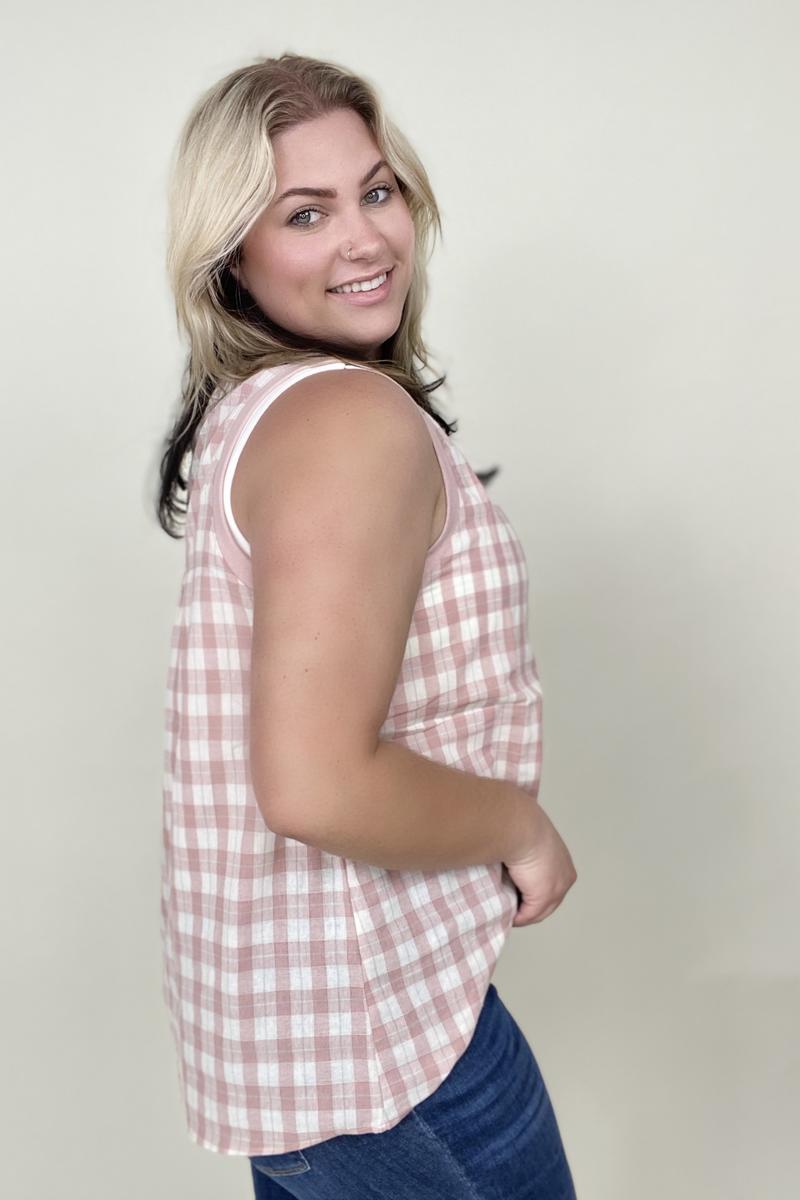 Tank Tops & Camis - Cotton Bleu Cotton Check Tank Top