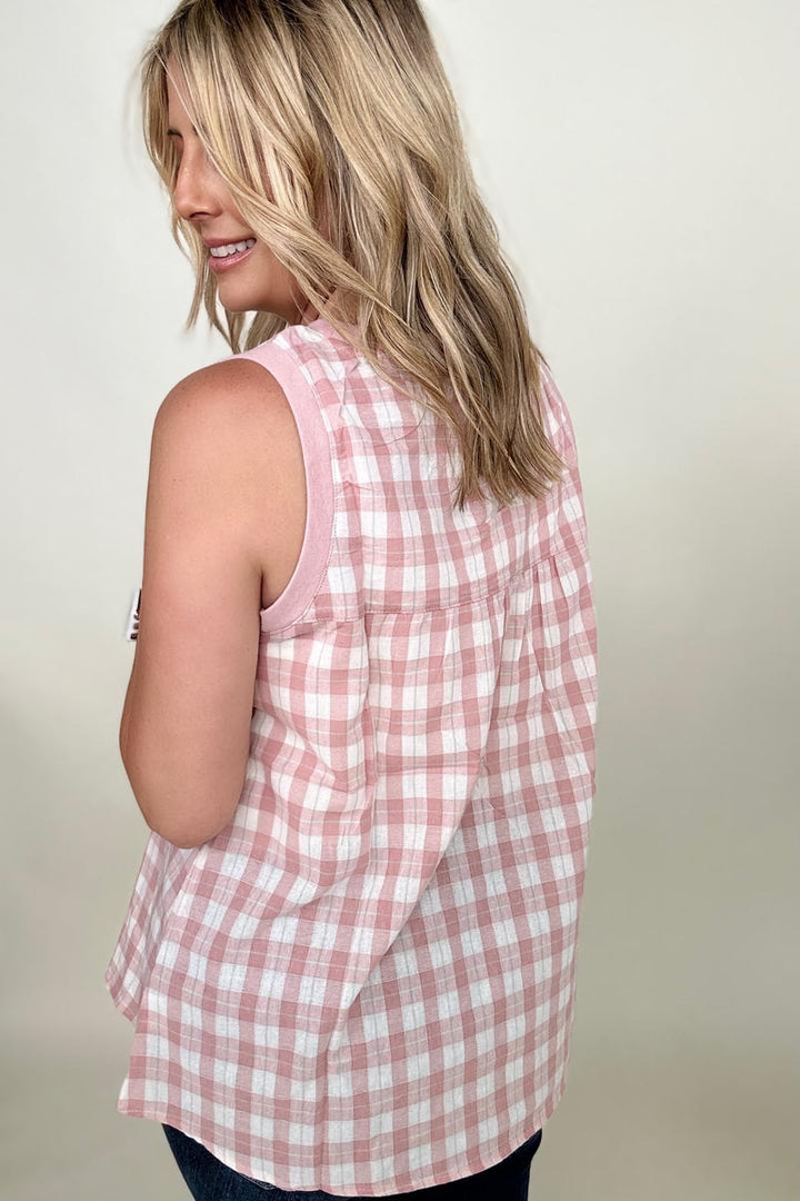 Tank Tops & Camis - Cotton Bleu Cotton Check Tank Top