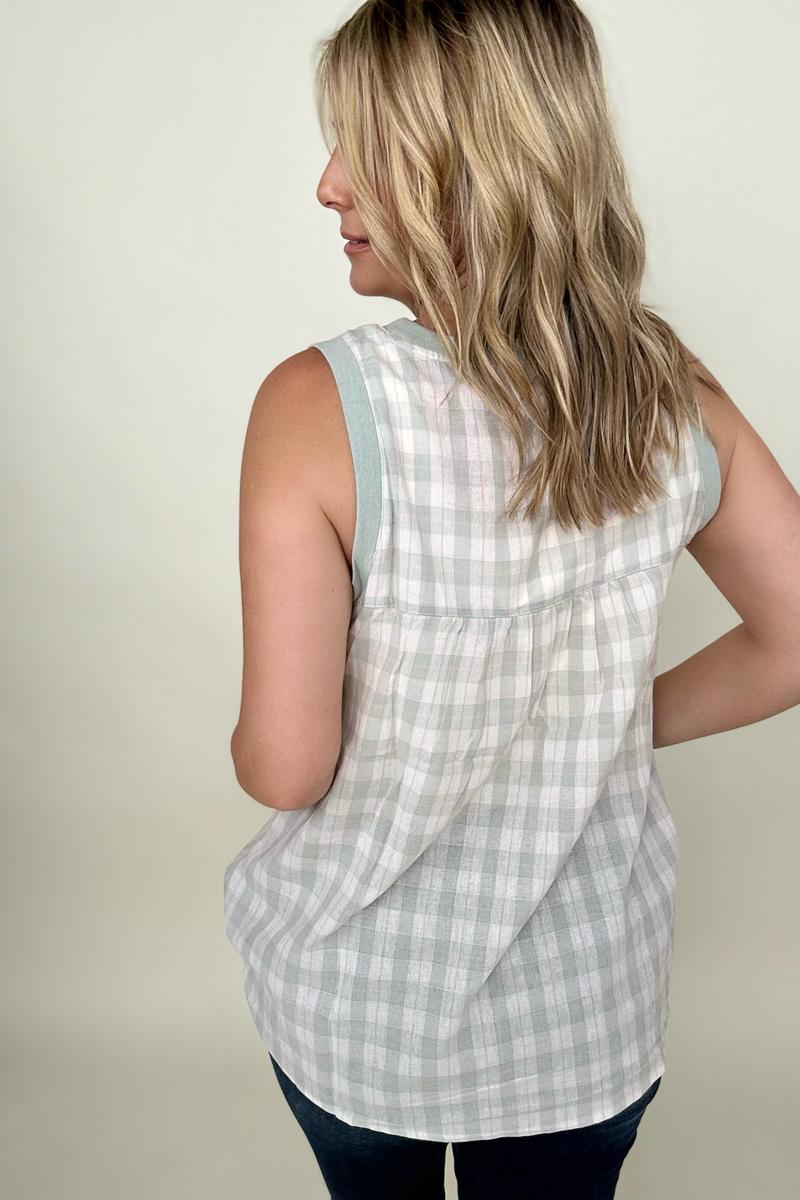 Tank Tops & Camis - Cotton Bleu Cotton Check Tank Top