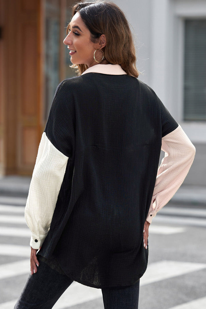 Textured Drop Shoulder Longline Shirt