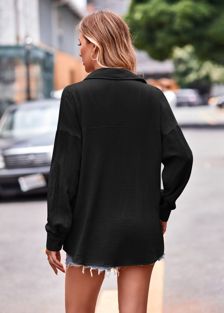 Textured Dropped Shoulder Longline Shirt