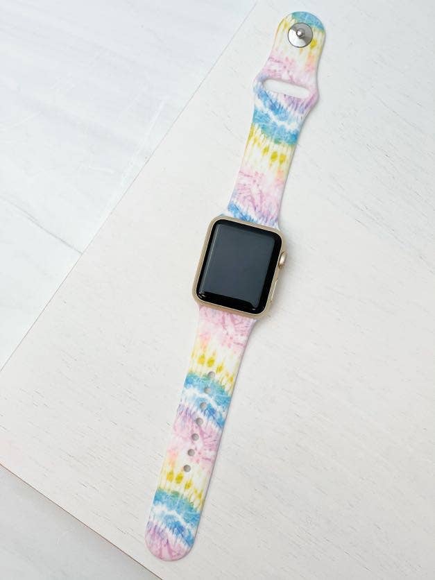 Watch Bands - Light Pastel Tie Dye Printed Silicone Smart Watch Band - S/M