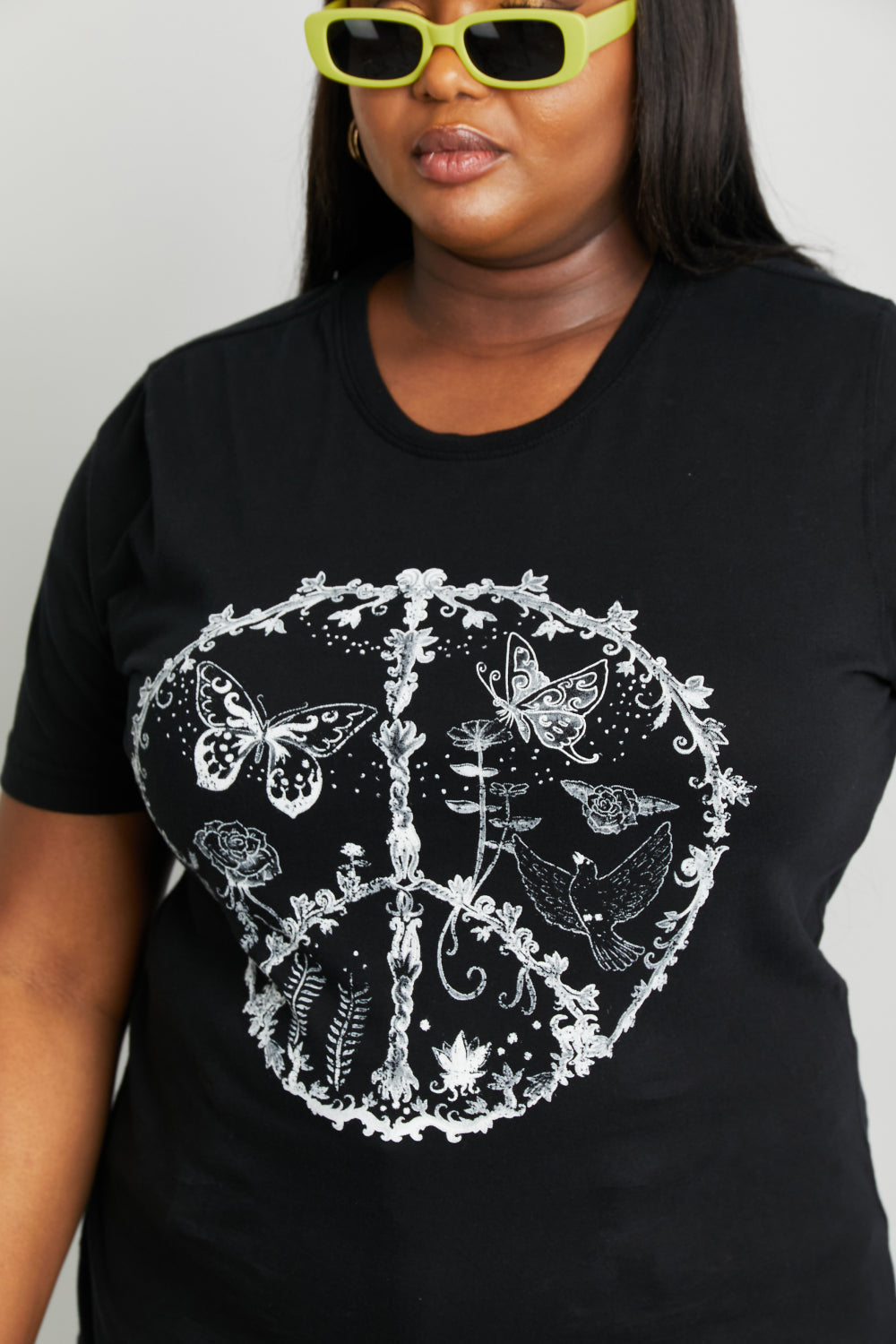 Wom - MineB Full Size Butterfly Graphic Tee Shirt