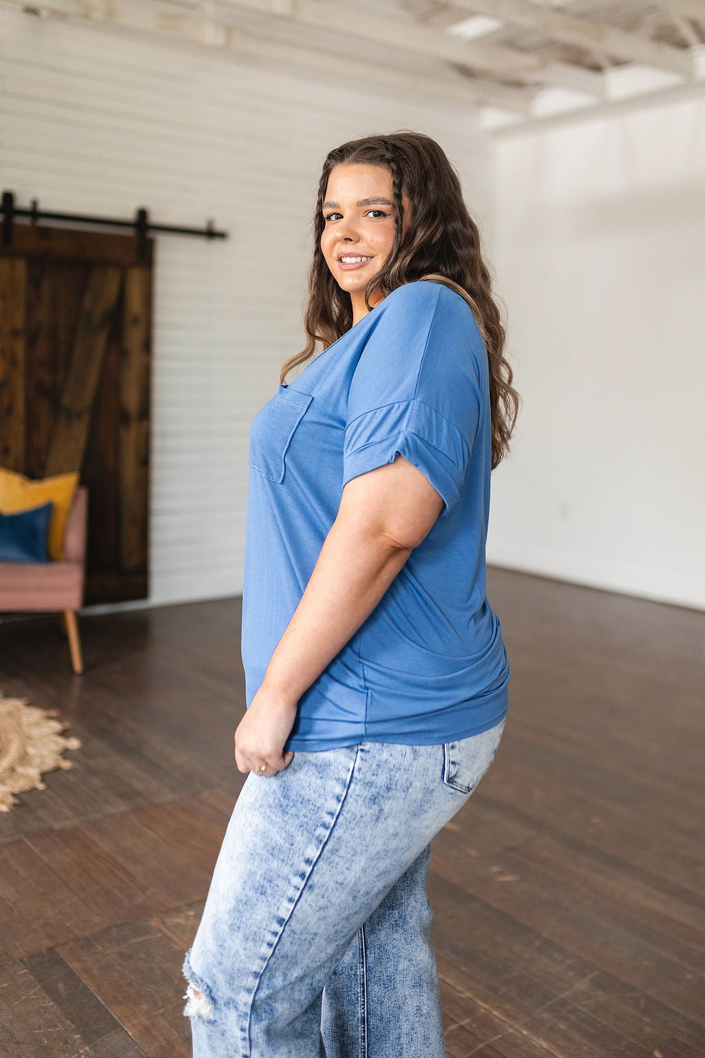 Absolute Favorite V-Neck Top in Azure-Ever Joy