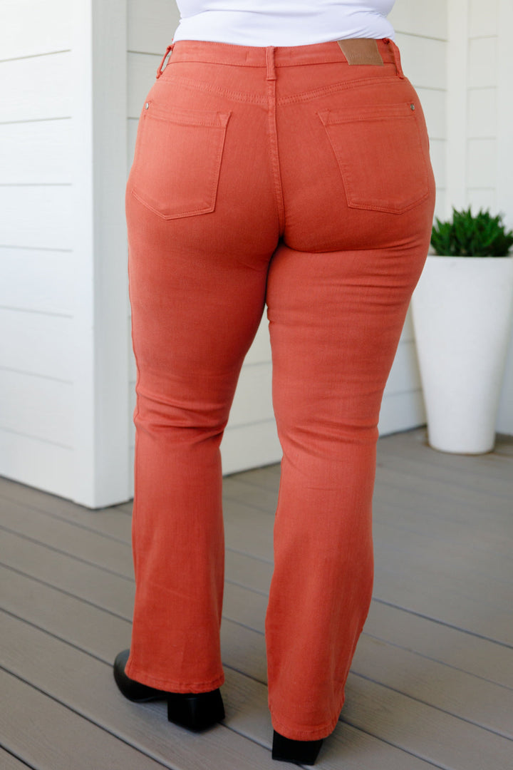 Womens - Autumn Mid Rise Slim Bootcut Jeans In Terracotta