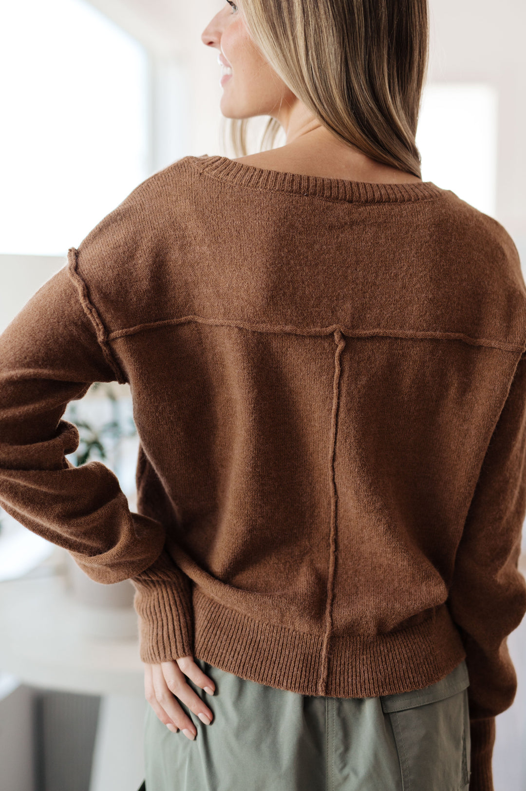 Womens - Back To Life V-Neck Sweater In Mocha