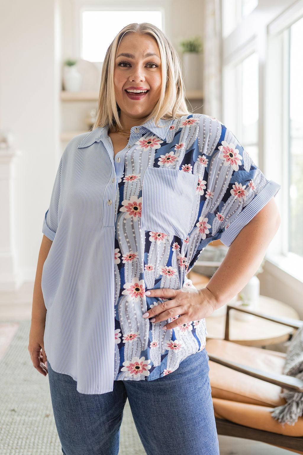Womens - Best Of Both Worlds Button Down Top
